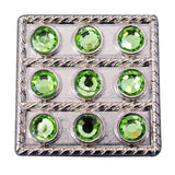 Set Of 4 Western Screw Back Concho Green Crystal Square Bling Cowgirl - Uhorse