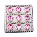 Set Of 16 Western Screw Back Concho Pink Crystal Square Bling Cowgirl - Uhorse
