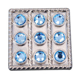 Set Of 16 Western Screw Back Concho Blue Crystal Square Bling Cowgirl - Uhorse