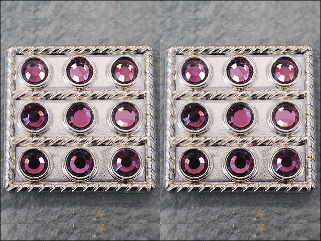 HILASON Western Screw Back Concho1 Purple Crystal Square Bling Headstall Cowgirl | Concho Belt Slotted Conchos