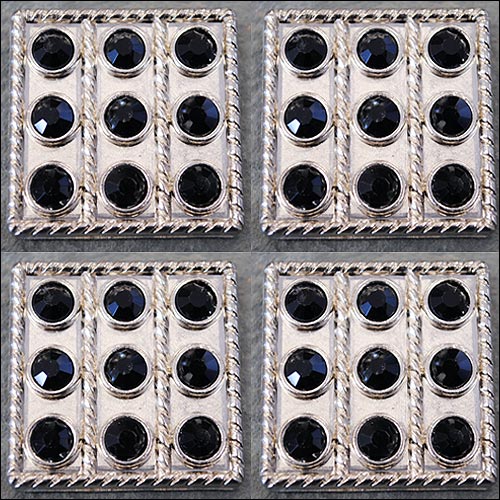 HILASON Western Screw Back Concho Black Crystal Square Bling Cowgirl Color | Bridle Conchos Slotted