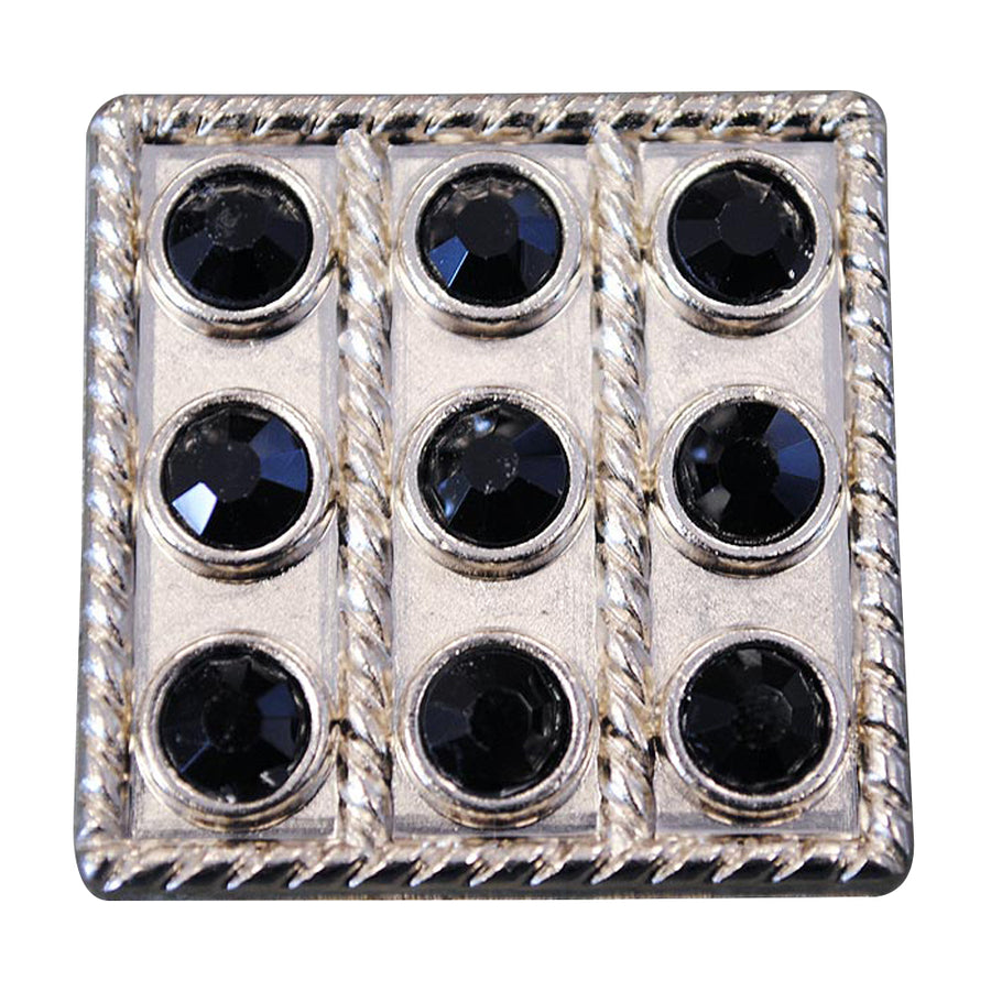Set Of 16 Western Screw Back Concho Black Crystal Square Bling Cowgirl - Uhorse