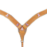 Hilason Western Breast Collar Horse American Leather Breast Cancer Concho