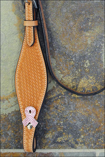 HILASON Western Headstall Horse American Leather Breast Cancer Concho | Horse Headstall | Horse Leather Headstall | Western Headstall | Headstall for Horse