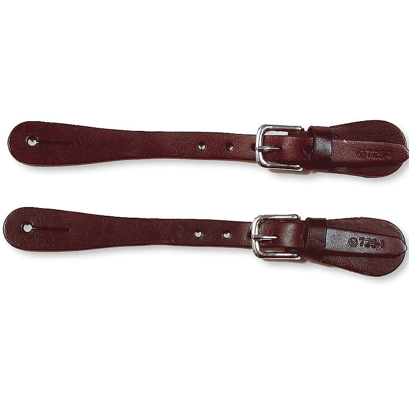 Pair of brown leather spur straps with silver buckles - Uhorse