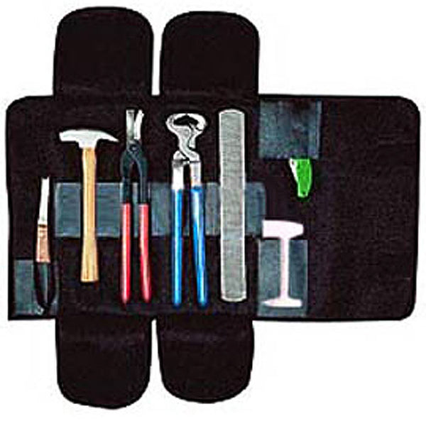 Black canvas tool roll organizer with multiple pockets - Hilason