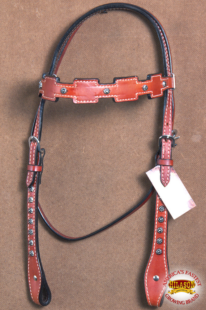 Hilason Western Horse Headstall Tack Bridle American Leather Mahogany - Uhorse