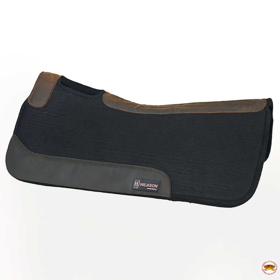 HILASON Western Wool Felt Horse Saddle Pad W/ Distressed Wear Leather | for Horses
