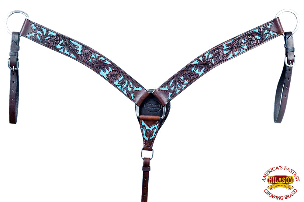 Turquoise Blue & Chocolate Brown Western Headstall and Breast