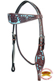 Western Horse Headstall & Breast Collar Tack American Leather Dark Brown Hilason