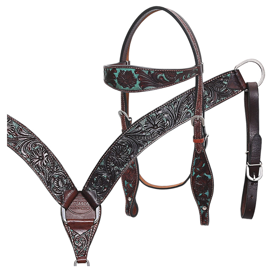 HILASON Western Horse Headstall Breast Collar Set Tack American Leather - Uhorse