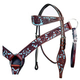 Western Horse Headstall & Breast Collar Tack American Leather Dark Brown Hilason