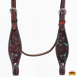 Western Horse Headstall & Breast Collar Tack American Leather Dark Brown Hilason