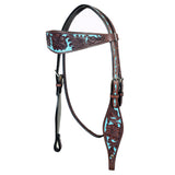 Western Horse Headstall & Breast Collar Tack American Leather Dark Brown Hilason