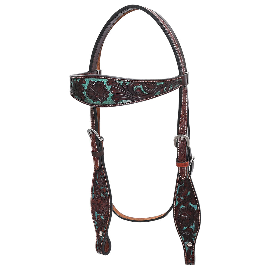 Western Horse Headstall Tack Bridle American Leather Dark Brown Hilason - Uhorse