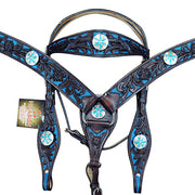 HILASON Western Horse Headstall Breast Collar Set Concho American Leather | Bridle for Horses Headstalls