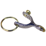3/4" Hilason Western Nickel Plated Spur Keychain Brass Plated Button And Rowel