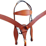 Hilason Western Headstall & Breast Collar Set Horse American Leather Tan