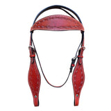 HILASON Western Horse Headstall Breast Collar Set Tack Genuine American Leather Barb Wire Mahogany