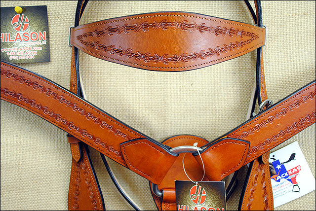 Hilason Western Headstall & Breast Collar Horse American Leather Saddle Tan