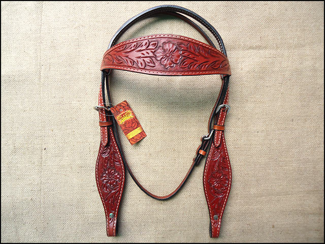 HILASON Western Horse Headstall Tack Bridle American Leather Mahogany | for Horses Headstalls