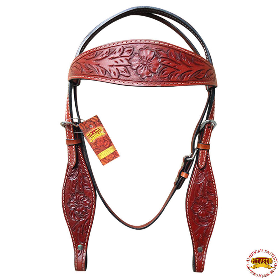 W. H. Headstall Tk. Bridle American Leather Mahogany Hilason by Hilason – Cowboy and equestrian accessories