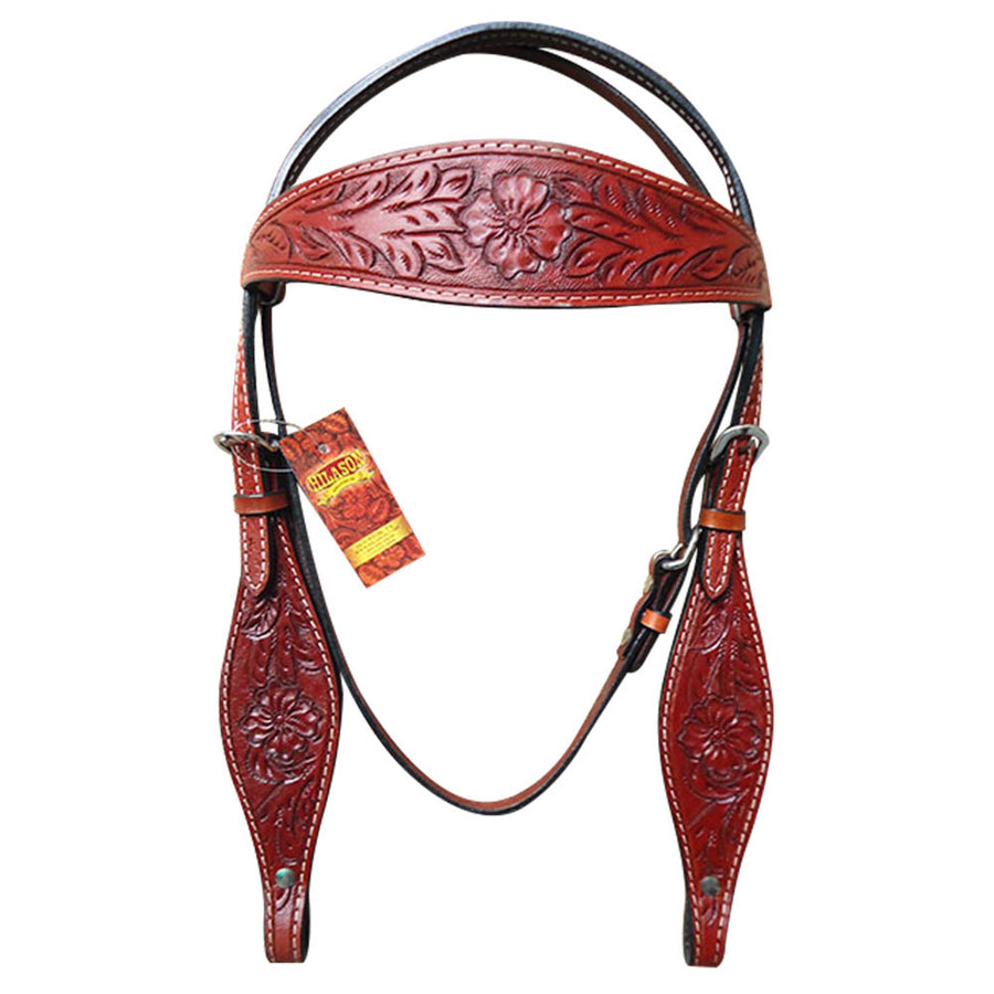 HILASON Western Horse Headstall Tack Bridle American Leather Mahogany | for Horses Headstalls