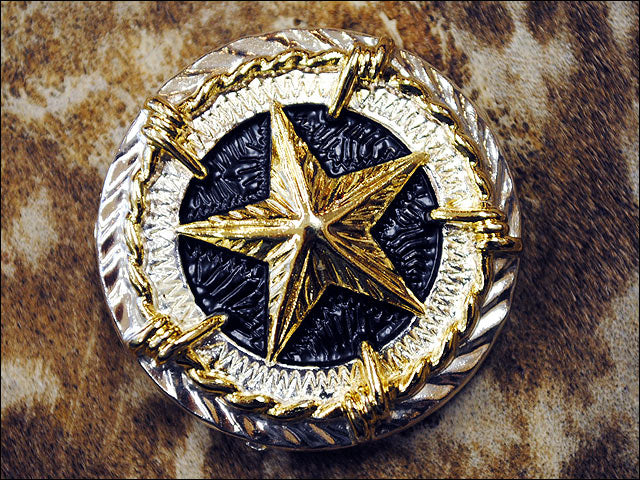 HILASON Western Screw Back Concho Texas Star Gold Saddle Bling Cowgirl w/ Black Inlay Color | Slotted Conchos