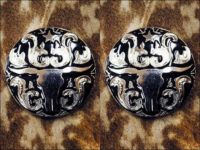 Western Screw Back Concho Long Horn Black Saddle Bling Cowgirl