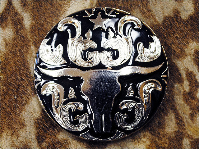 Western Screw Back Concho Long Horn Black Saddle Bling Cowgirl