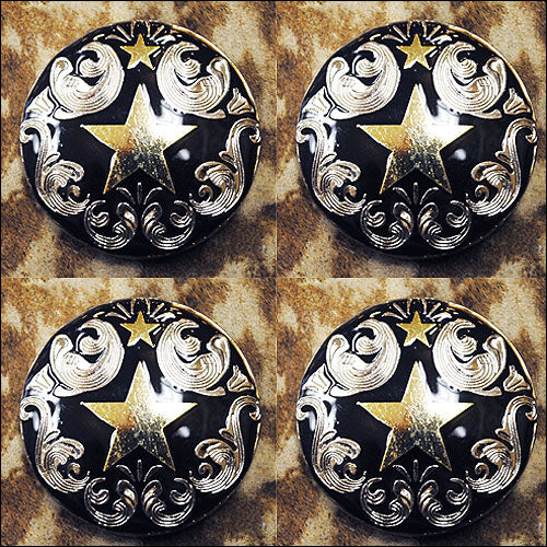 HILASON Western Screw Back Concho Texas Star Black Saddle Headstall Bling Cowgirl | Belt Slotted Conchos