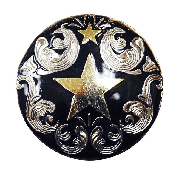 Western Screw Back Concho Texas Star Black Saddle Headstall Bling Cowgirl - Uhorse