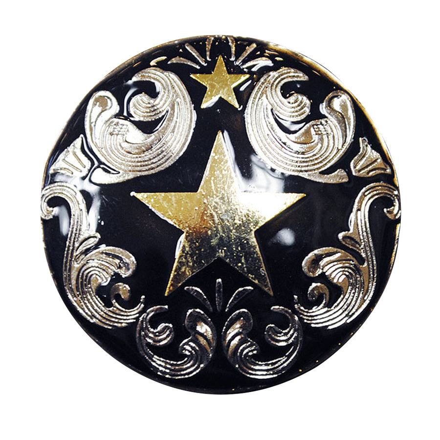 Set Of 32 Western Screw Back Concho Texas Star Black Saddle Bling Cowgirl - Uhorse