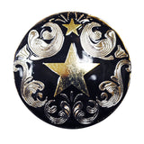 Set Of 16 W. Screw Back Concho Texas Star Black Saddle Bling Cowgirl – by Hilason – Cowboy and equestrian accessories