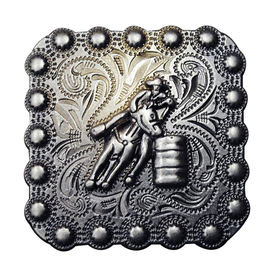 HILASON Western Screw Back Barrel Racer Carved Square Saddle Concho - Uhorse