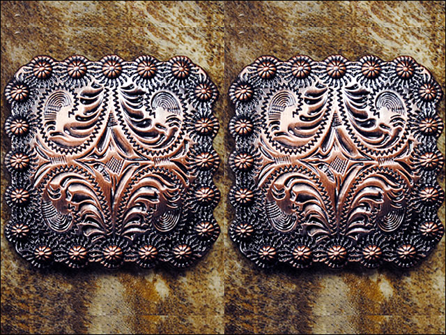 HILASON Western Screw Back Concho Floral Carved Copper Saddle Bling Black Color | Bridle Conchos Slotted