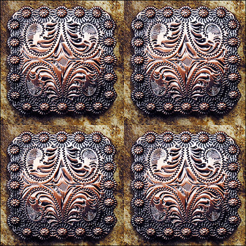 HILASON Western Screw Back Concho Floral Carved Copper Saddle Bling Black Color | Bridle Conchos Slotted