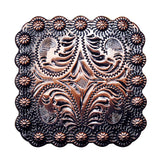 HILASON Western Screw Back Concho Floral Carved Copper Saddle Bling Black Color | Bridle Conchos | Slotted Conchos