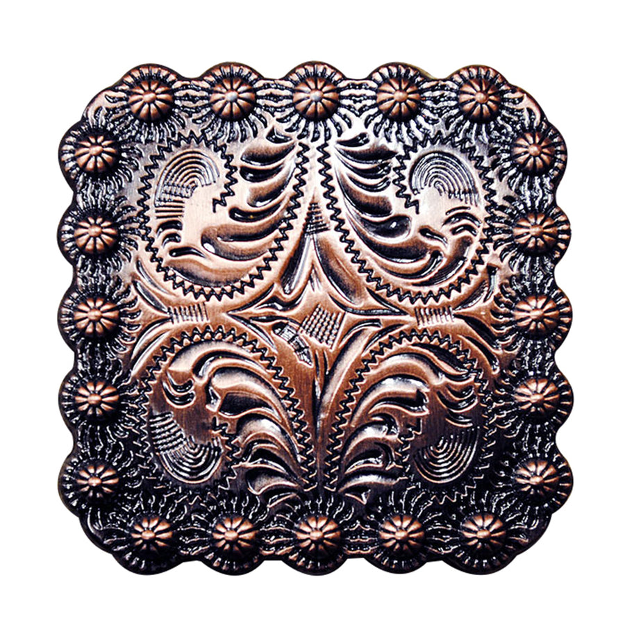 Set Of 4 Western Screw Back Concho Floral Carved Copper Saddle Bling - Uhorse