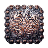 Set Of 4 Western Screw Back Concho Floral Carved Copper Saddle Bling - Uhorse