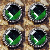 Western Screw Back Concho Green Glass Stone Nickle Saddle Bling Cowgirl