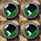 HILASON Western Screw Back Concho Green Glass Stone Nickel Saddle Bling Green Stone Color | Bridle Conchos | Slotted Conchos