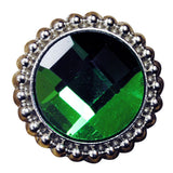 Set Of 4 Western Screw Back Concho Green Glass Stone Nickle Saddle Bling - Uhorse