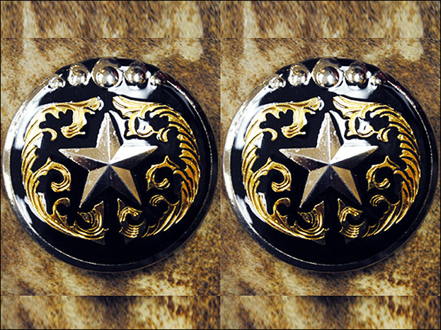 HILASON Western Screw Back Concho Texas Star Black Gold Saddle Bling Cowgirl | Belt Slotted Conchos