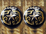 HILASON Western Screw Back Concho Texas Star Black Gold Saddle Bling Cowgirl | Belt Slotted Conchos