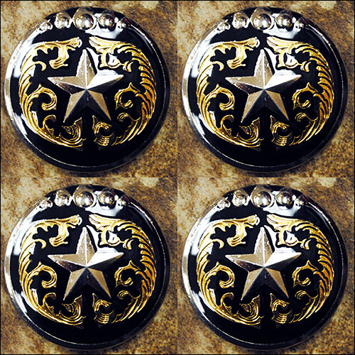 HILASON Western Screw Back Concho Texas Star Black Gold Saddle Bling Cowgirl | Belt Slotted Conchos