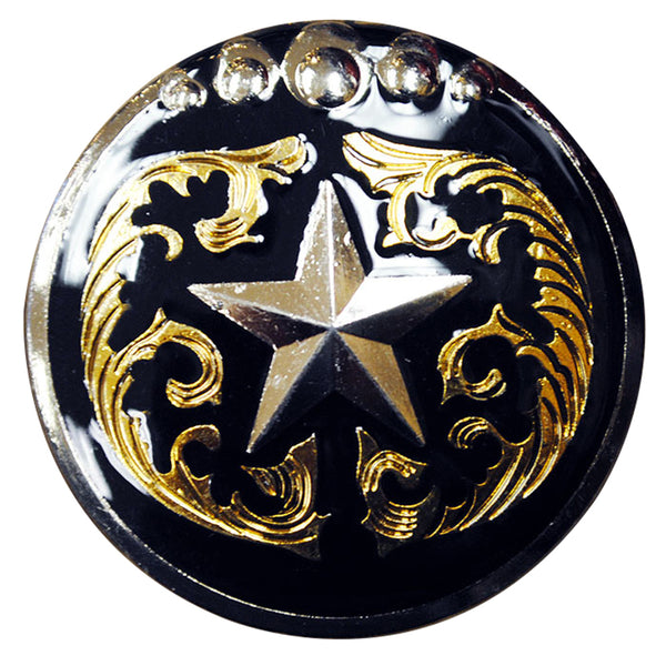 Western Screw Back Concho Texas Star Black Gold Saddle Bling Cowgirl - Uhorse