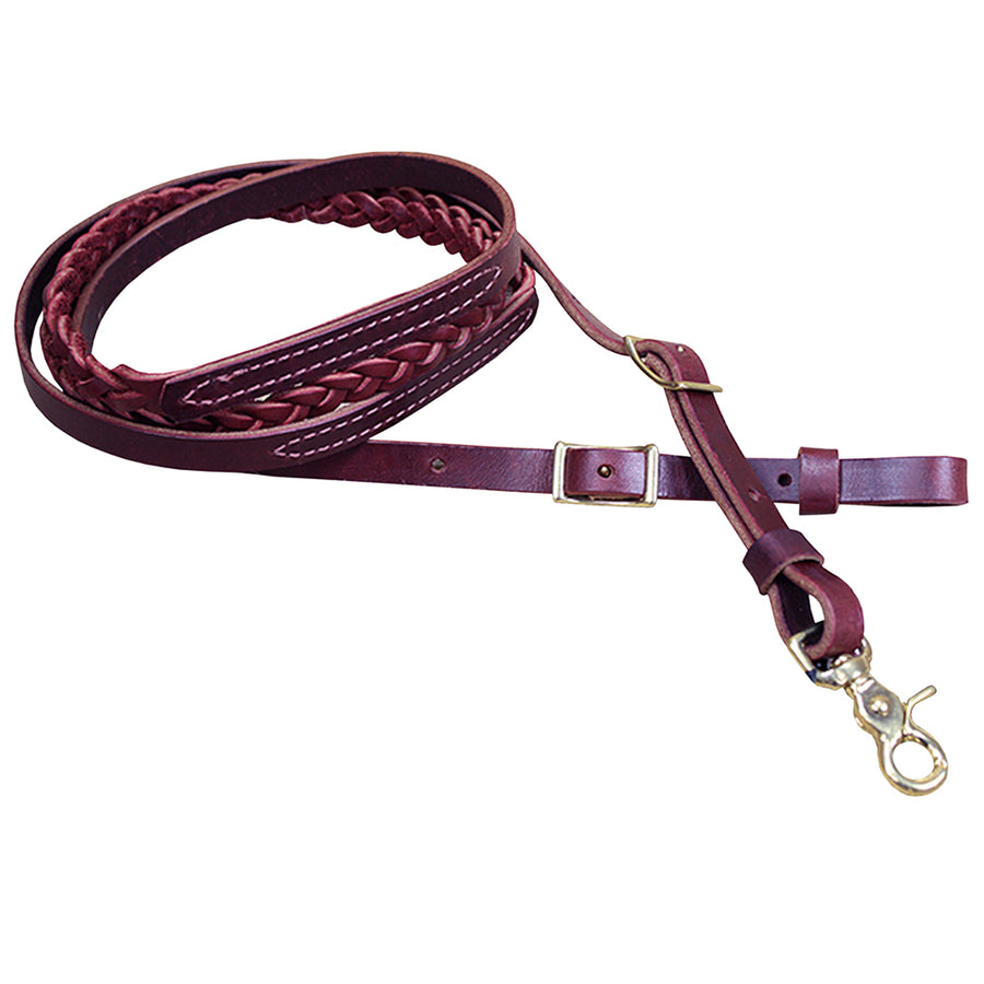 5/8In X 7Ft Burgundy Latigo Leather 3 Plait Roper Rein Western Tack Horse - Uhorse