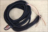 23Ft Black Weaver Nylon Mecate Rein W/ Horse Hair Tassel And Leather Popper
