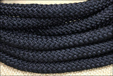 23Ft Black Weaver Nylon Mecate Rein W/ Horse Hair Tassel And Leather Popper